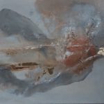 Heftige ontmoeting van verf en gouden uitspattingen