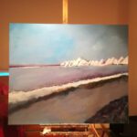 acrylverf schilderij bonaire zoutmijn met perspectief