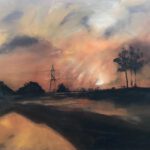 acrylverf schilderij landschap vergezicht met gouden toetsen