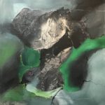 acrylverf schilderij noorderlicht inval met donkere en lichte tinten